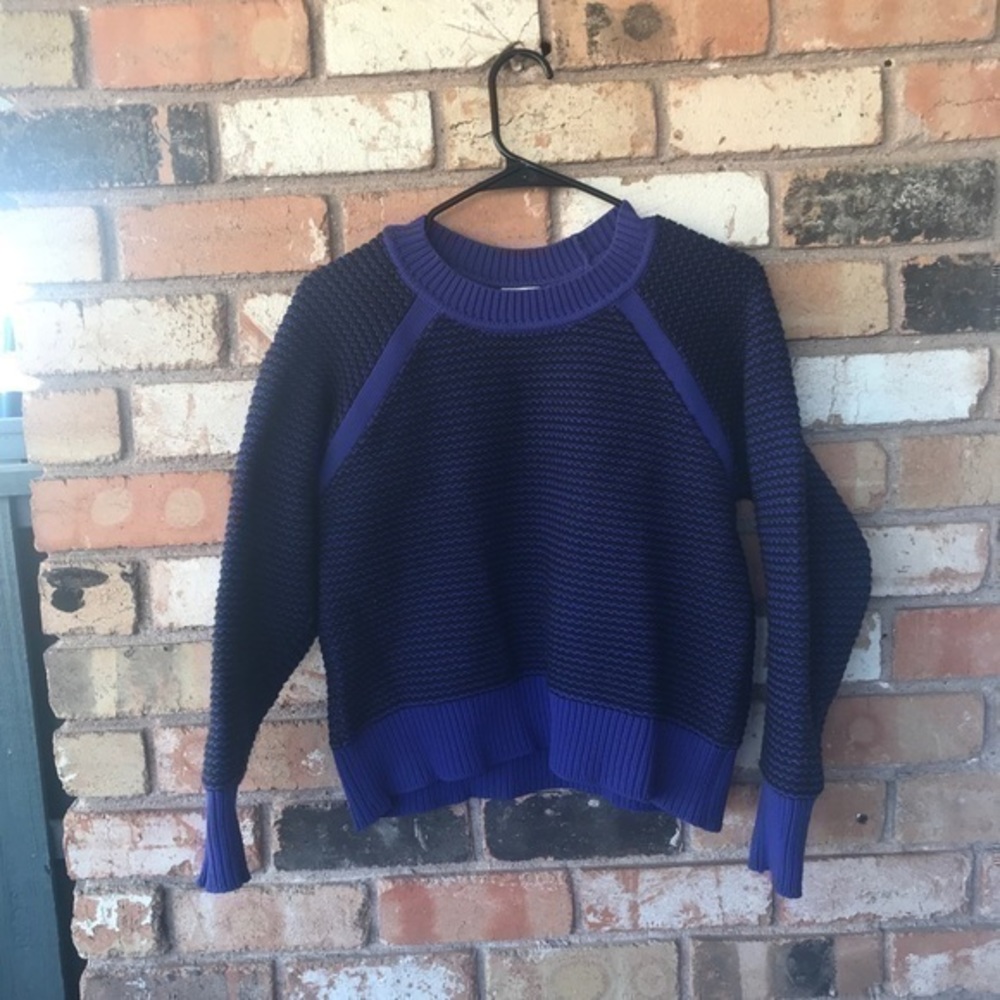 Rebecca Taylor Purple & Black Knit Crew Neck Sweater